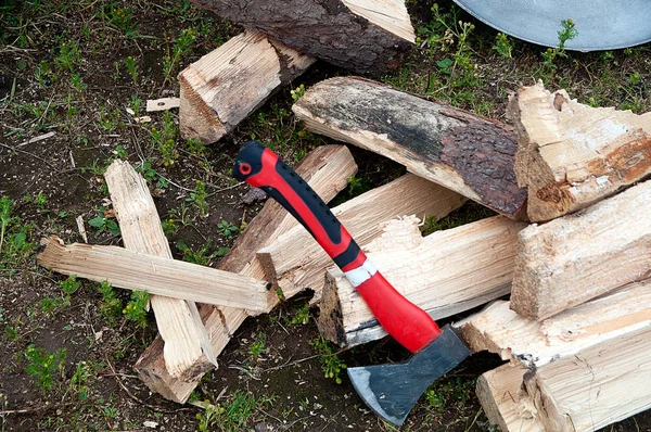 Subject Axe Cutting Firewood — Stock Photo, Image