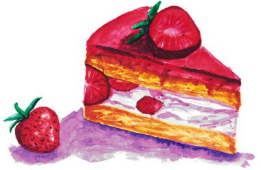 Çilekli bir dilim pasta.