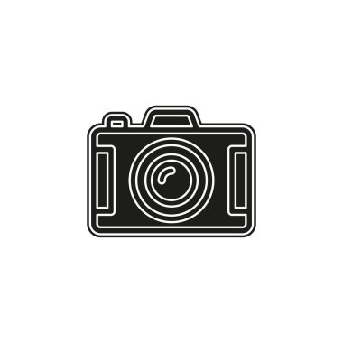 İzole basit fotoğraf makinesi. Düz piktogram - basit simgesi