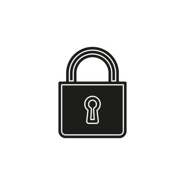 Kilit simgesi, vektör asma kilit, güvenlik güvenlik sembolü, kilit işareti - internet koruma illüstrasyon. Düz piktogram - basit simgesi