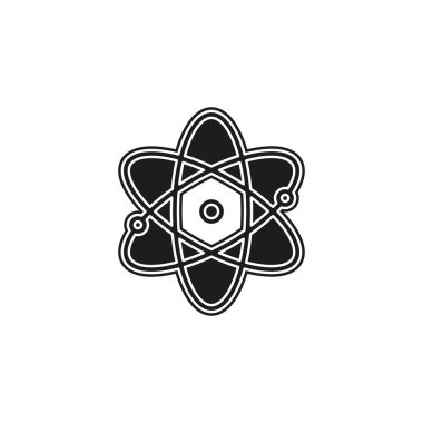 Atom simgesi, atom vektör simgesi, kimya ve bilim araştırma, molekül illüstrasyon, Kimya Bilim sembolü. Düz piktogram - basit simgesi