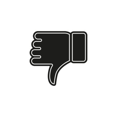 Sevmediğim Icon - başparmak aşağı düğme, hatalı sembol - negatif illüstrasyon. Düz piktogram - basit simgesi