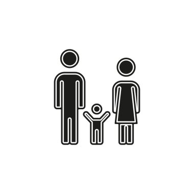 Aile kutsal kişilerin resmi - insanlar siluet, baba anne çocuk illüstrasyon - üst küme. Düz piktogram - basit simgesi