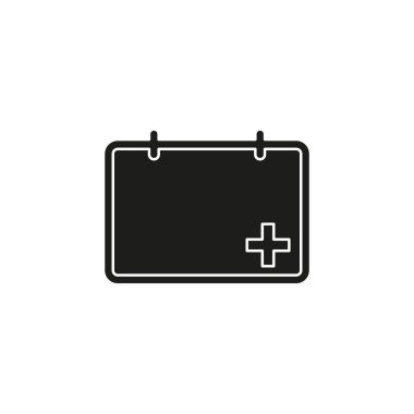 ekleme işareti simgesi ile takvim, tarih, takvim simgesini takvim için Ekle. Düz piktogram - basit simgesi