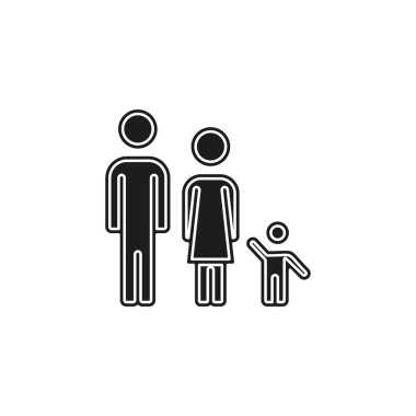 Aile kutsal kişilerin resmi - insanlar siluet, baba anne çocuk illüstrasyon - üst küme. Düz piktogram - basit simgesi