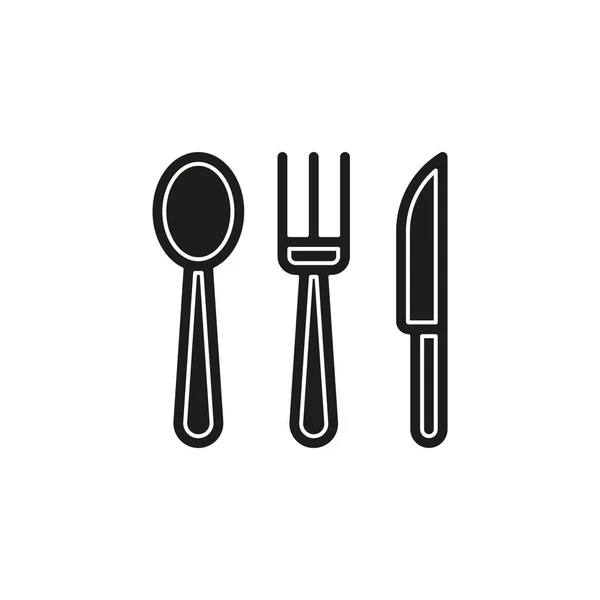 简单的刀 叉子和勺子 平面象形图 简单的图标 — 图库矢量图片