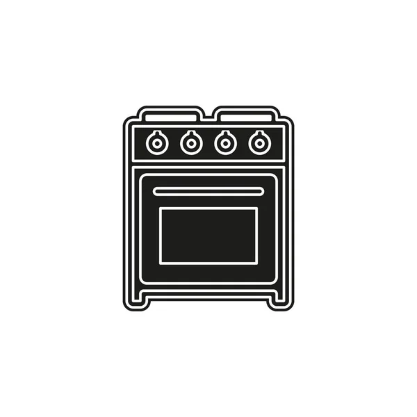 Stove Oven Icon Vector Gas Stove Kitchen Cooking Appliance Flat — Stock Vector