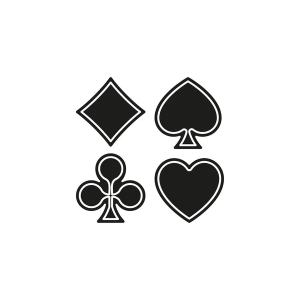 Vector Spelkort Symboler Poker Kort Symboler Vector Flat Piktogram Enkel — Stock vektor