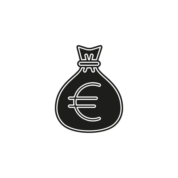 Euro Geld Tas Illustratie Vector Eurosymbool Geld Tas Geïsoleerd Platte — Stockvector