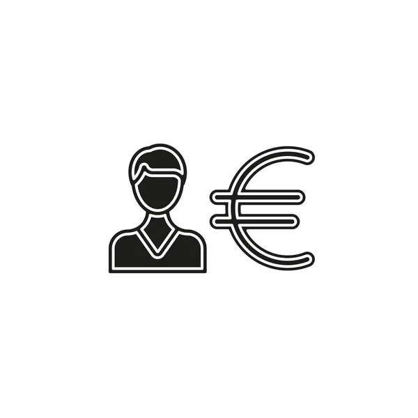Działalności Człowieka Znak Euro Symbol Pieniądze Bankowość Ilustracja Płaskie Piktogram — Wektor stockowy