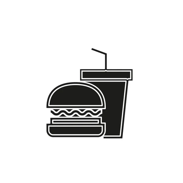 Junk Food Icon Fast Food Icon Burger Sandwich Soda Drink — Stock Vector