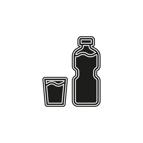 向量塑料水瓶 饮料容器例证 新鲜矿泉水 平面象形图 简单的图标 — 图库矢量图片