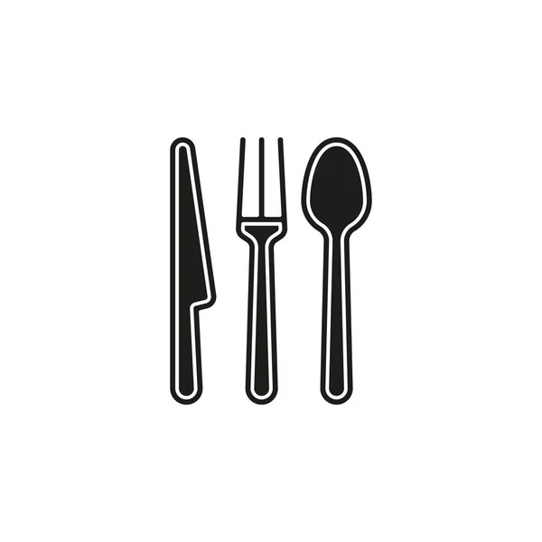 Tenedor Cubiertos Cuchillo Cuchara Pictograma Plano Icono Simple — Vector de stock