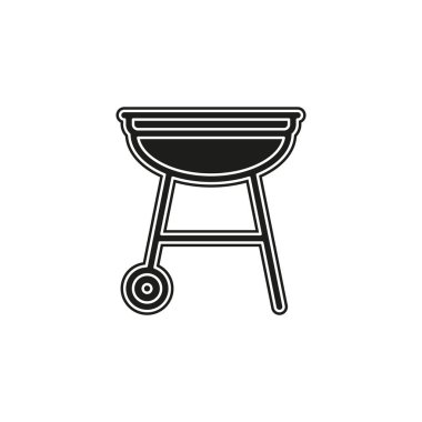 vektör mangal Barbekü menüsü simgesini, pişirme et - sıcak yemek biftek sembolü, piknik işareti. Düz piktogram - basit simgesi
