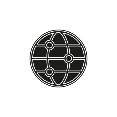 vektör küresel ağ simgesi, internet teknolojisi soyut, sosyal ağ işareti sembolü - iletişim konsepti. Düz resim - basit simge