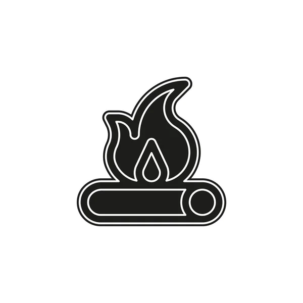 Houten Pictogram Kampvuur Vector Brandhout Illustratie Brand Brand Vlam Platte — Stockvector