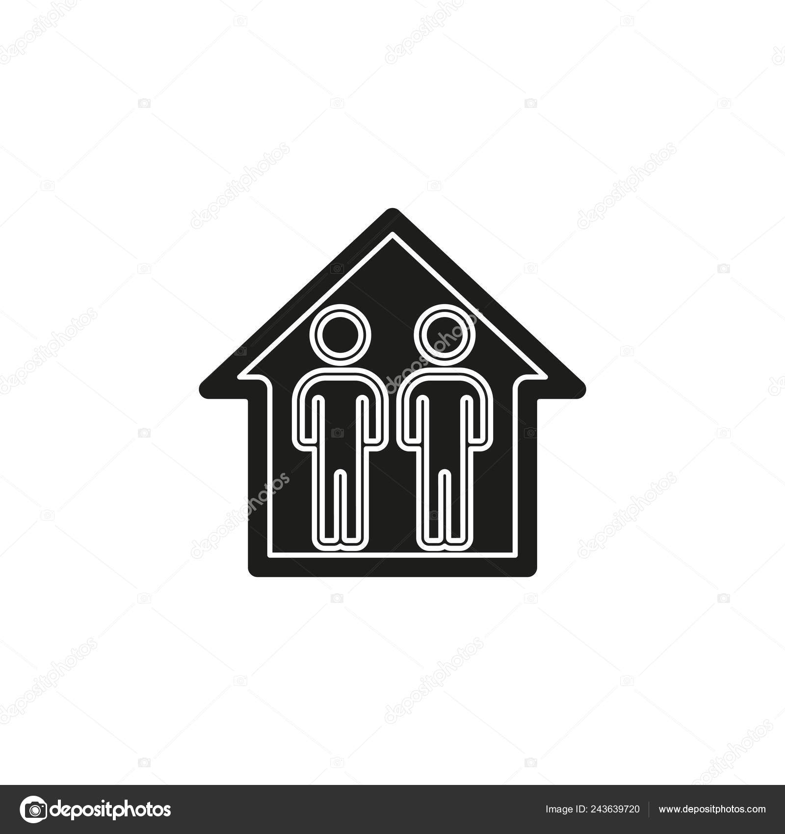 Silhouette Family Icon House Conceptual Vector Illustration Flat