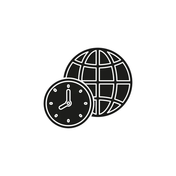 Wereld Tijd Illustratie Globale Kaart Zone Tijdsymbool Platte Pictogram Eenvoudige — Stockvector