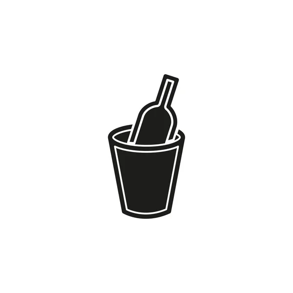 ベクトル ワイン バケット イラスト 飲むアルコール記号 パーティのお祝い フラット ピクトグラム シンプルなアイコン — ストックベクタ