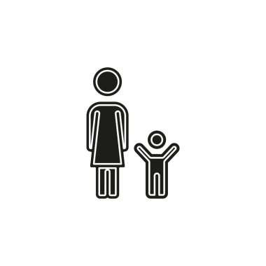 Anne ve çocuk, aile düz vektör ikonu. Düz resim - basit simge
