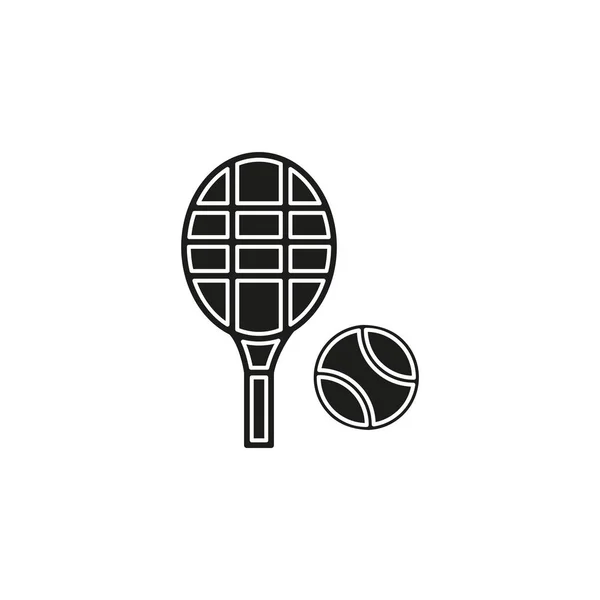 Vektor Tennisschläger Mit Tennisball Sportikone Flaches Piktogramm Einfaches Symbol — Stockvektor