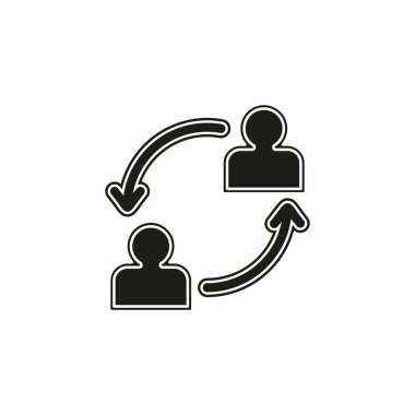 İletişim simgesi - vektör iletişim simgesi. İnsanlar işaret ve sembolden bahseder. Düz resim - basit simge