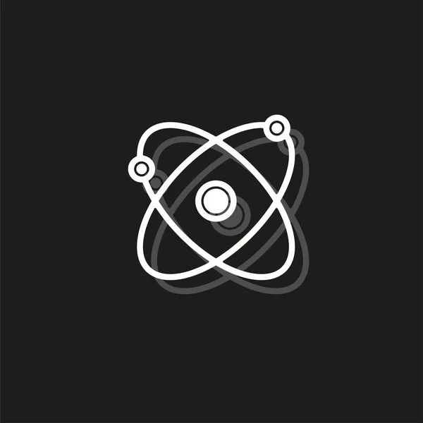 Basit Atom Beyaz Düz Sembol Siyah Basit Simgesi — Stok Vektör