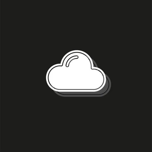 Nube Simple Pictograma Plano Blanco Sobre Negro Icono Simple — Vector de stock