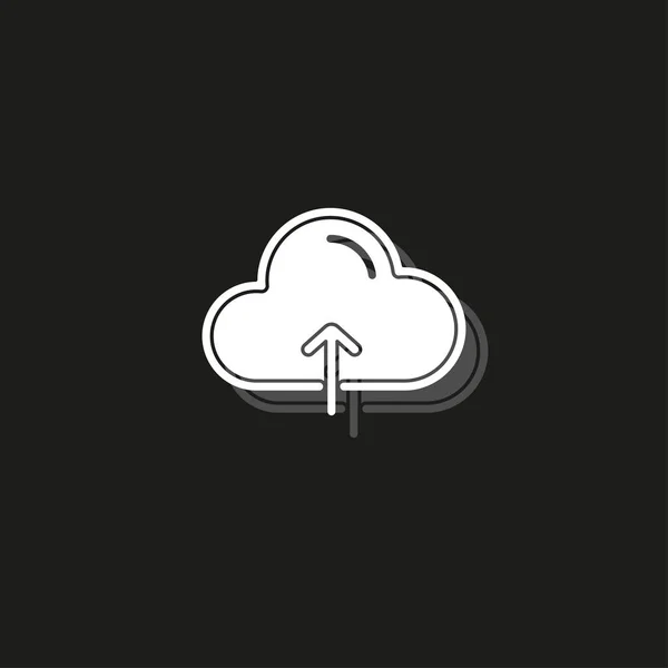 Simple Cloud Upload. White flat pictogram on black - simple icon