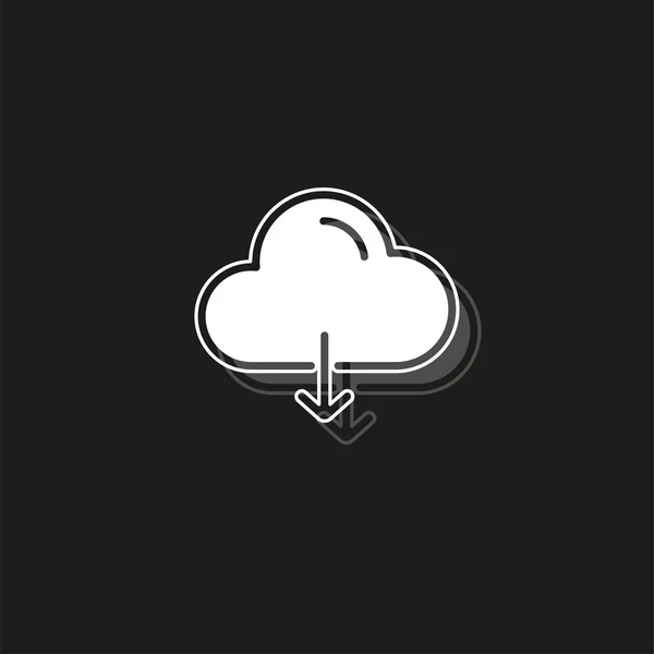 Simple Cloud Download. White flat pictogram on black - simple icon