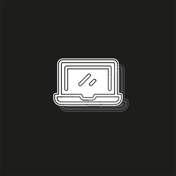 Basit Laptop. Beyaz düz sembol siyah - basit simgesi