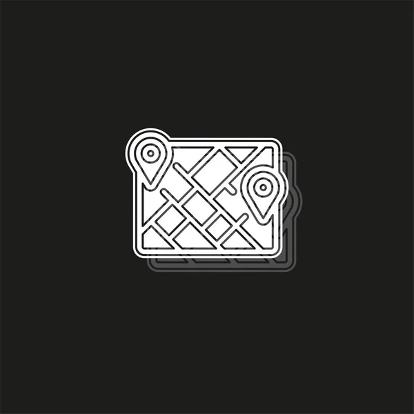 Простая Карта Белая Плоская Пиктограмма Черном Простая Икона — стоковый вектор