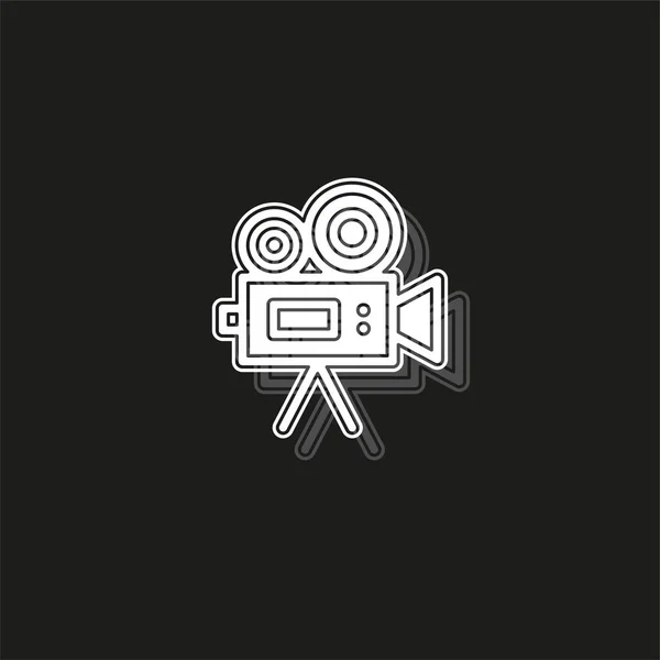 Simple Video Camera White Flat Pictogram Black Simple Icon — Stock Vector