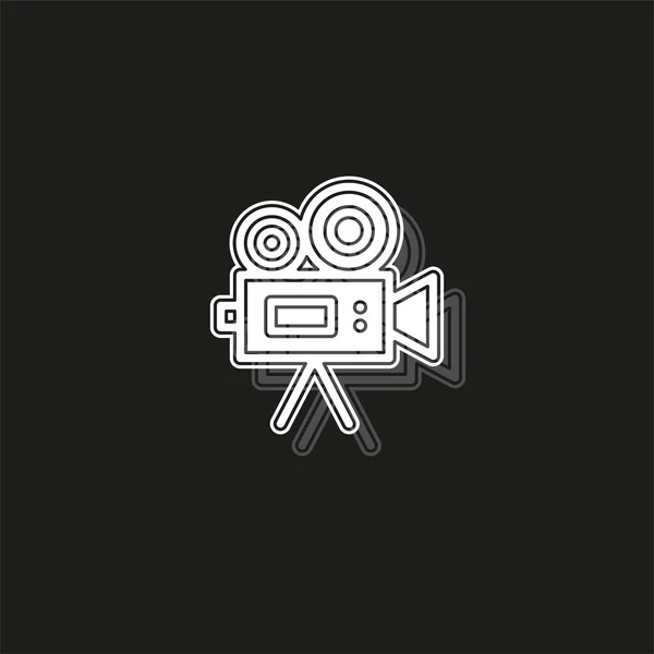 Einfache Videokamera Weißes Flaches Piktogramm Auf Schwarz Einfaches Symbol lizenzfreie Stockvektoren