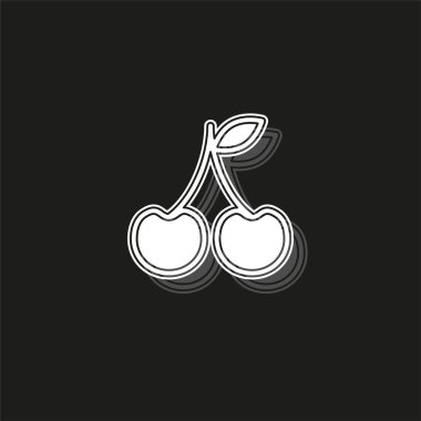 kiraz kutsal kişilerin resmi, vektör meyve illüstrasyon, tatlı kiraz, taze sağlıklı kiraz. Beyaz düz sembol siyah - basit simgesi