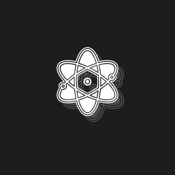 Atom アイコン 原子のベクトル記号 科学研究 分子の図 化学科学のシンボル ブラック シンプルなアイコンの白いフラット ピクトグラム — ストックベクタ