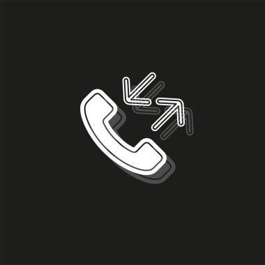 Telefon işareti simgesi-Call center, iletişim simgesi - telefon hücre simgesi. Beyaz düz sembol siyah - basit simgesi