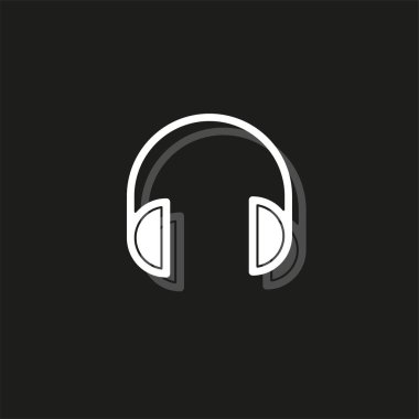 kulaklık simgesi - ses müzik illüstrasyon - dj ekipmanları vektör. Beyaz düz sembol siyah - basit simgesi