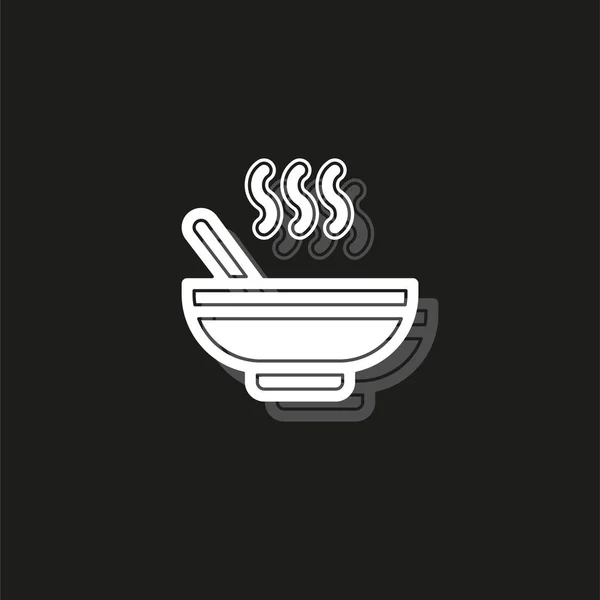 Illustration Bol Soupe Vectorielle Assiette Restaurant Pictogramme Plat Blanc Sur — Image vectorielle