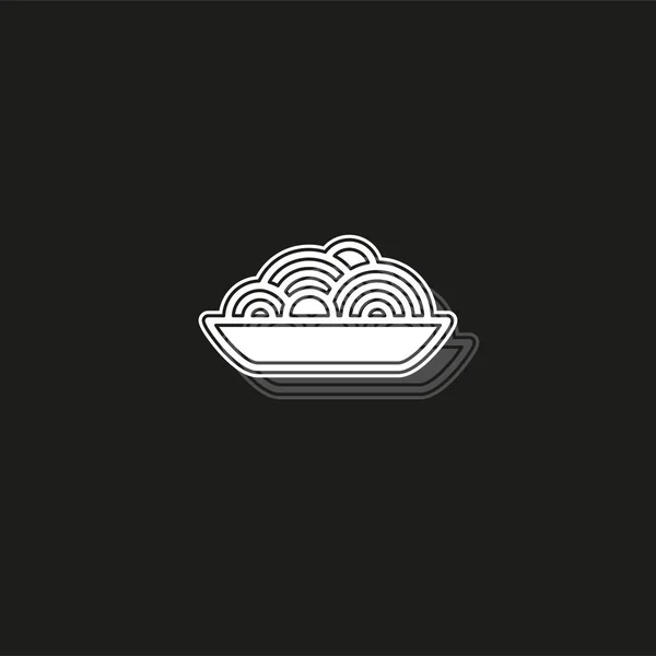 Icône plaque de pâtes - illustration vectorielle spaghetti, bol de nouilles - heure du repas — Image vectorielle