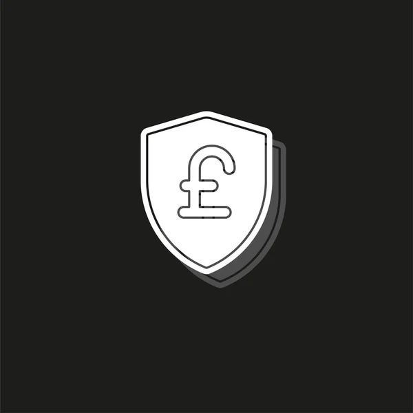 Shield simgesi ile Pound işareti. Koruma amblemi. Gbp para birimi - bankacılık illüstrasyon izole