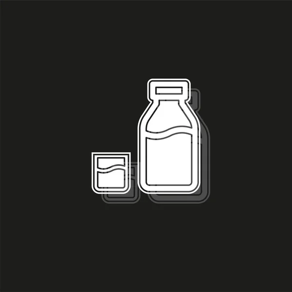 Vector botella de leche y vidrio ilustración, símbolo de la bebida - alimentos saludables, productos lácteos nutrición — Archivo Imágenes Vectoriales