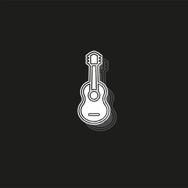 Ícone de guitarra - instrumento de música acústica - símbolo de reprodução de som - ícone vetor músico de rock — Vetor de Stock