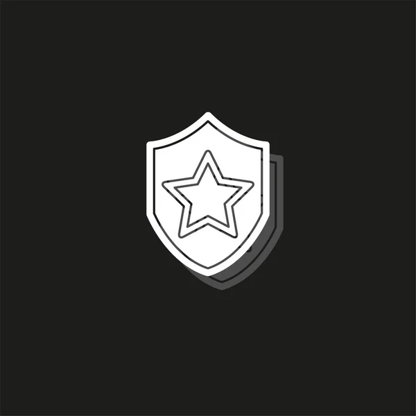 Escudo de seguridad vectorial con estrella emblem- protección y signo de seguridad, icono de escudo — Vector de stock