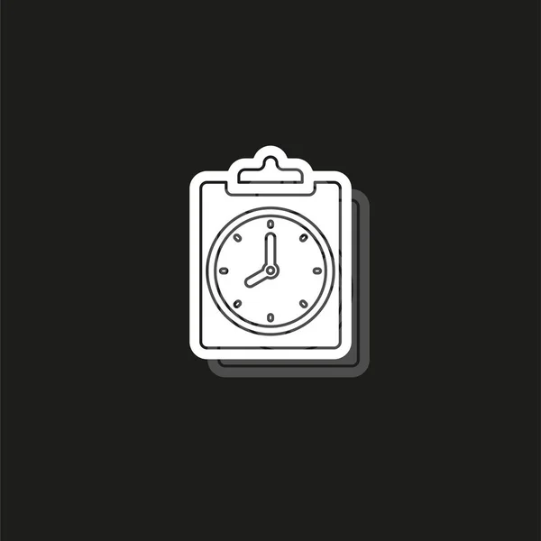Documento com ícone do relógio, ilustração do questionário vetorial - ícone da lista de verificação do escritório, relatório —  Vetores de Stock