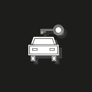 Vektör araba kiralama etiket, logo, simge, amblem. Otomobil tamir servisi, yedek parça mağazası, rent a car için konsept görüntü