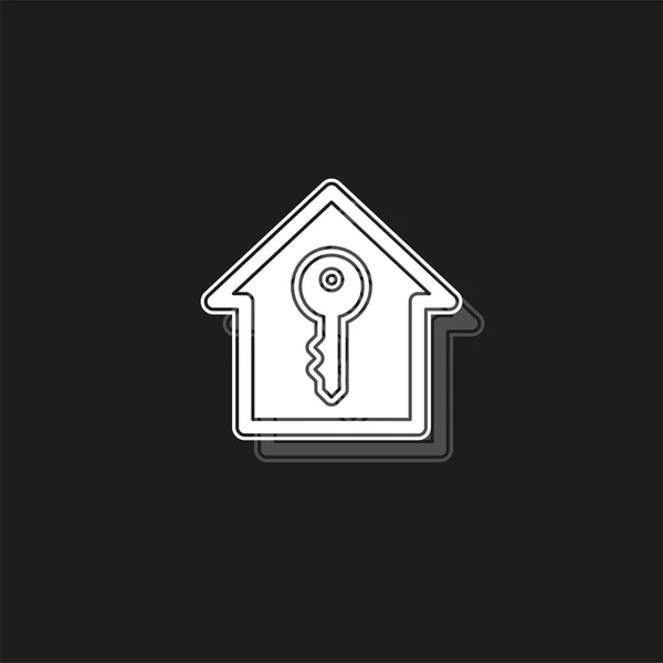 Llave de la casa. vector desbloquear casa aislada. ilustración de propiedad hipotecaria — Vector de stock