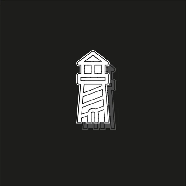 Ícone de torre de mar de navegação - farol vetorial - símbolo de navegação oceânica - casa de mar — Vetor de Stock