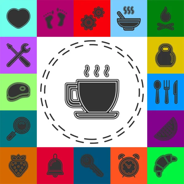 Kahve fincanı ya da kupa ikonu, kahve vektörü, sıcak içecek espresso. Düz resim - basit simge