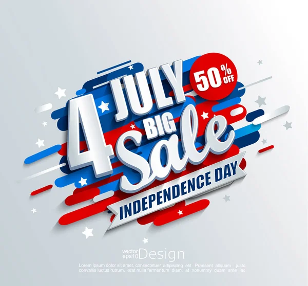 Stor Försäljning Banner För Independence Day Erbjudande Procent Rabatt Mall — Stock vektor